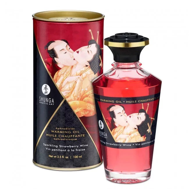 Huile de Massage Chauffante Comestible Sparkling Straberry Wine – Shunga