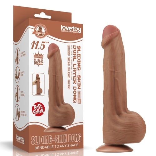 Dildo Sliding Skin Dual Layer Brown 29cm - LoveToy