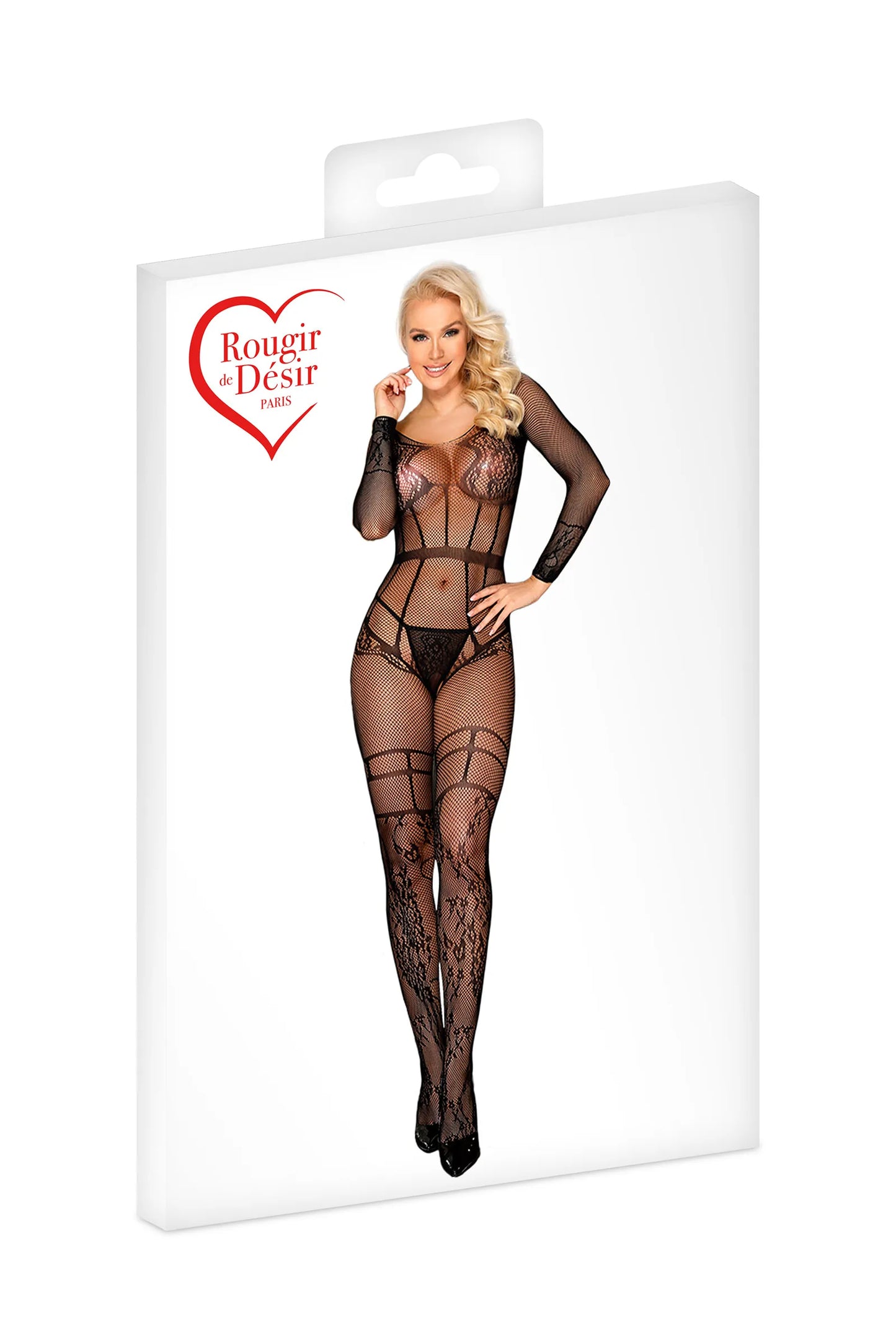 Combinaison Catsuit Résille Ouvert à L'entrejambe - Rougir de Désir