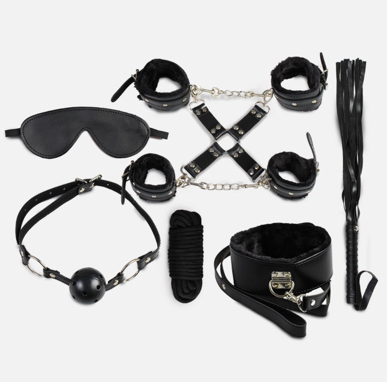 Kit BDSM 8 Pièces Noir Secret Bondage - Secret Play