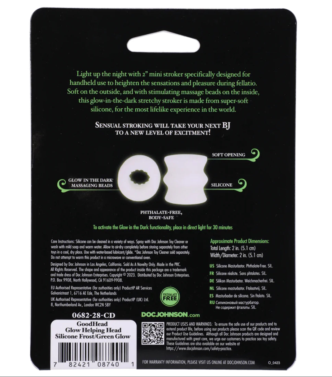 Masturbateur classique Masturbation et Fellation, brille dans le noir, Glow helping Head - DocJohnson