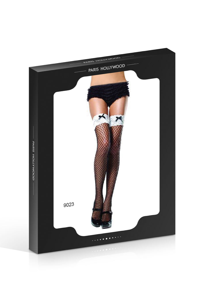 Bas résilles noirs et dentelle blanche - Paris Hollywood