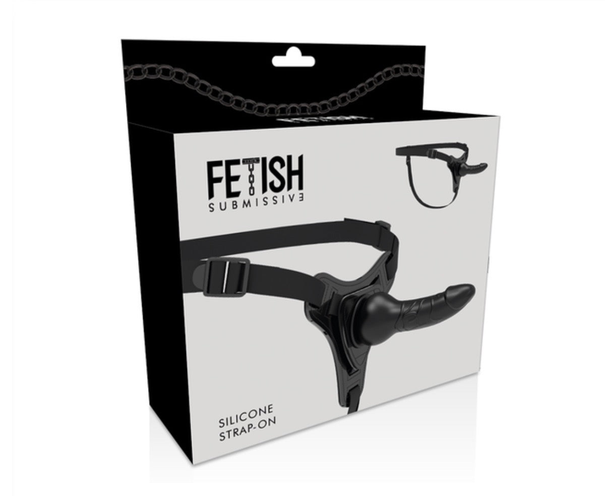 Harnais - Strap-on avec dildo en silicone noir - Fetish Submissive
