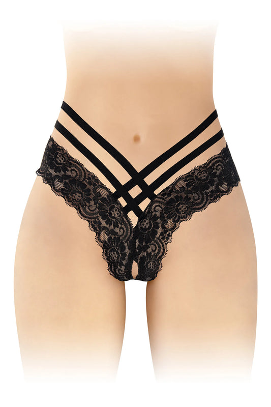 Tanga ouvert Anne Noir - Fashion Secret