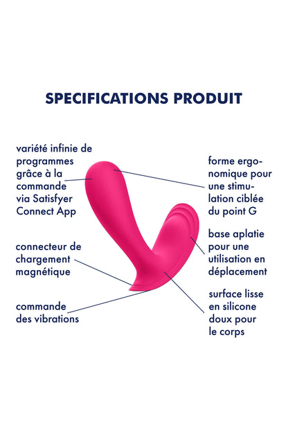 Vibromasseur Portable 2 en 1 Top Secret avec app - Satisfyer