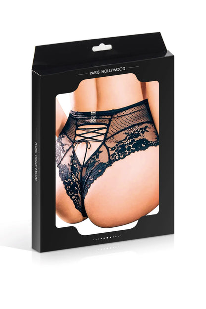 Tanga Taille Haute avec Laçage p5152 Noir - Paris Hollywood