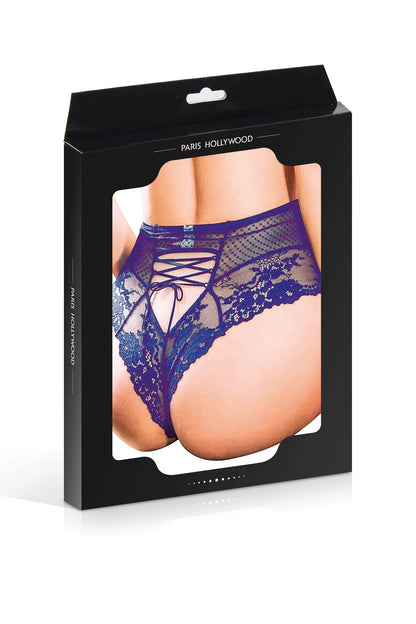 Tanga Taille Haute avec Laçage p5152 Bleu - Paris Hollywood