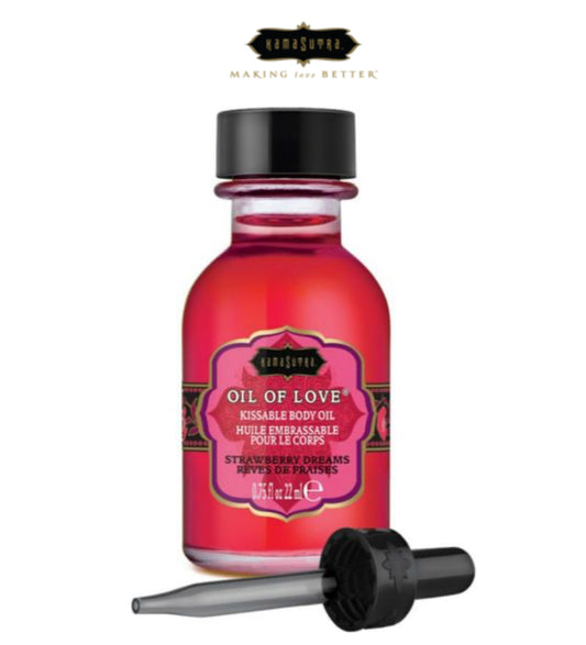 Huile de Massage Chauffante Comestible Oil Of Love Fraise - Kama Sutra