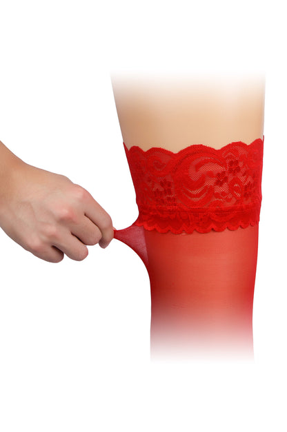 Bas auto-fixants rouges - Paris Hollywood