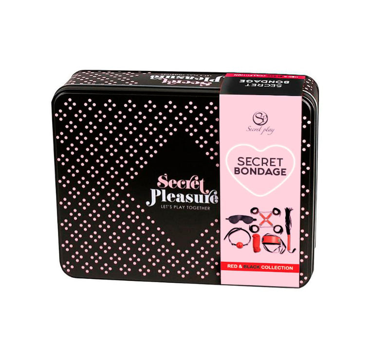 Kit BDSM 8 Pièces Rouge et Noir - Secret Bondage - Secret Play