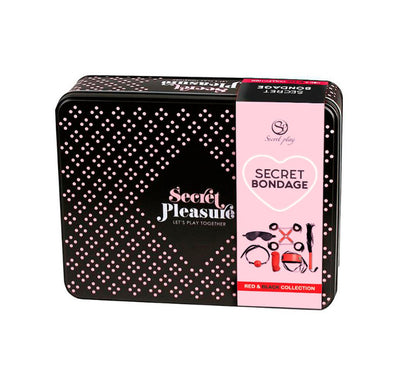 Kit BDSM 8 Pièces Rouge et Noir - Secret Bondage - Secret Play