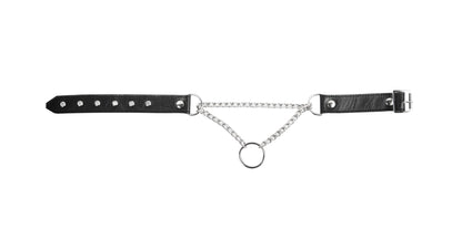 Collier “étrangleur” en cuir et métal avec anneau - Rimba Bondage Play