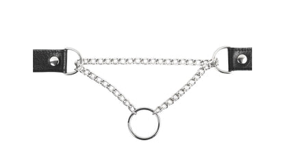 Collier “étrangleur” en cuir et métal avec anneau - Rimba Bondage Play