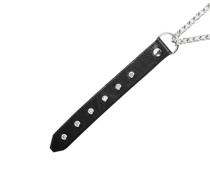 Collier “étrangleur” en cuir et métal avec anneau - Rimba Bondage Play