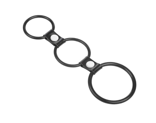 Triple Cockring Rubber Noir - Rimba Bondage Play