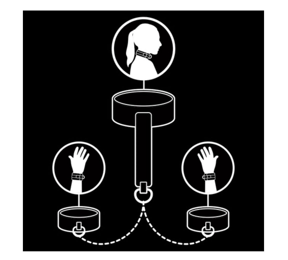 Collier et menottes noirs en cuir végan - Fetish Submissive