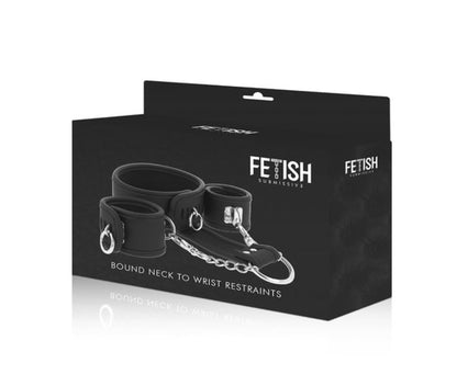 Collier et menottes noirs en cuir végan - Fetish Submissive