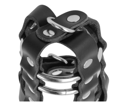 Cage de chasteté en cuir végétal avec verrou - Darkness