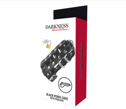 Cage de chasteté en cuir végétal avec verrou - Darkness