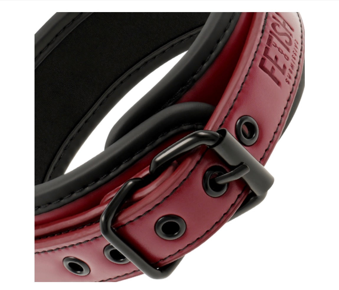 Collier et laisse rouge bordeaux - Fetish Submissive