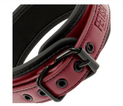 Collier et laisse rouge bordeaux - Fetish Submissive