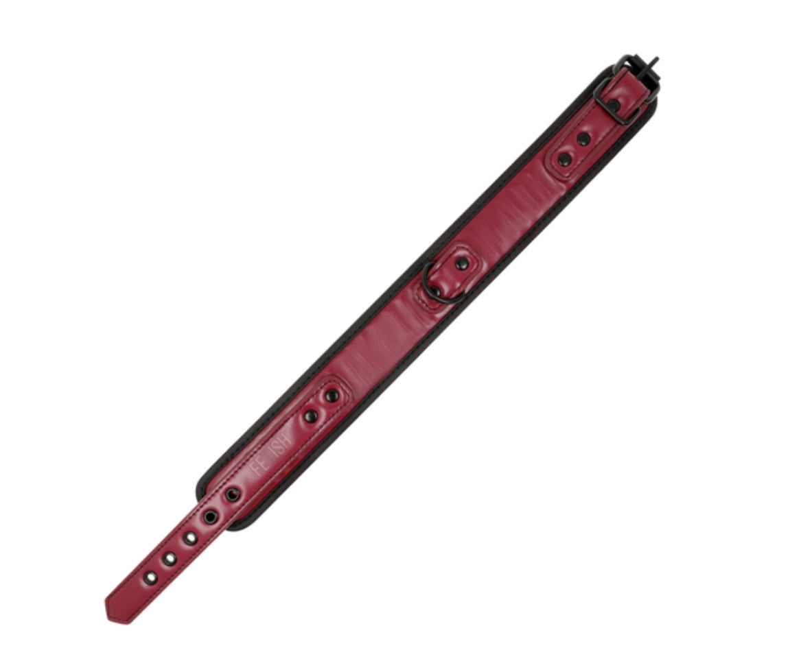Collier et laisse rouge bordeaux - Fetish Submissive