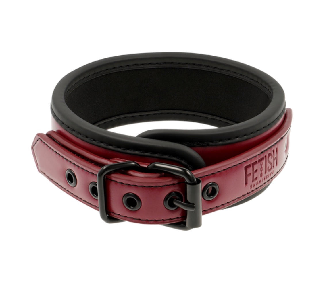 Collier et laisse rouge bordeaux - Fetish Submissive
