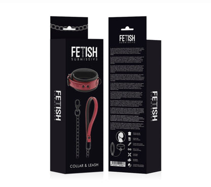 Collier et laisse rouge bordeaux - Fetish Submissive