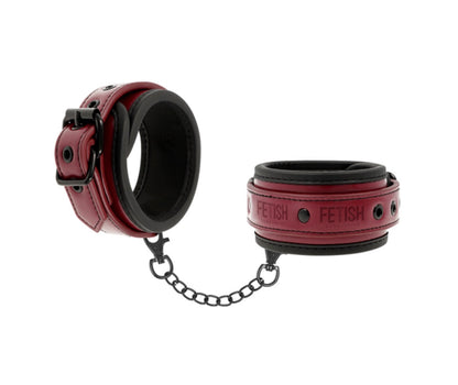 Menottes rouge bordeaux en cuir végan - Fetish Submissive