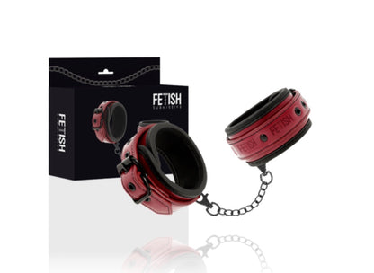 Menottes rouge bordeaux en cuir végan - Fetish Submissive