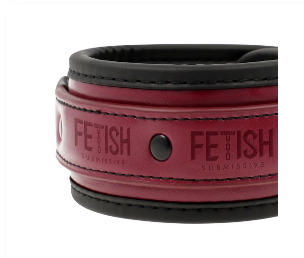 Menottes rouge bordeaux en cuir végan - Fetish Submissive