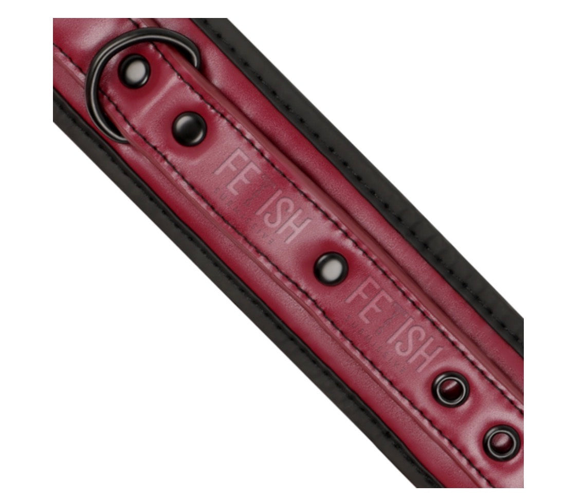Menottes rouge bordeaux en cuir végan - Fetish Submissive