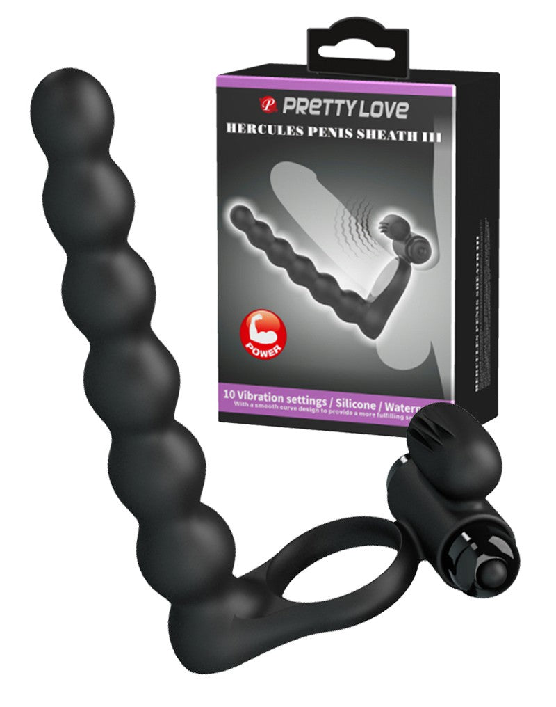Vibrating cock ring with double penetration Hercules - PrettyLove